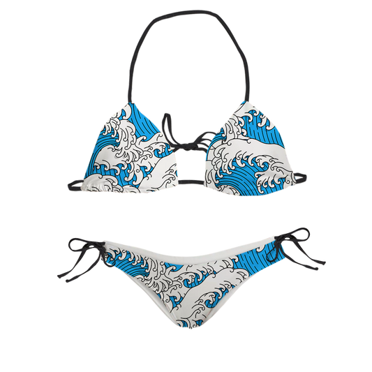 Retro Waves All Over Print Sling Bikini Swimsuit