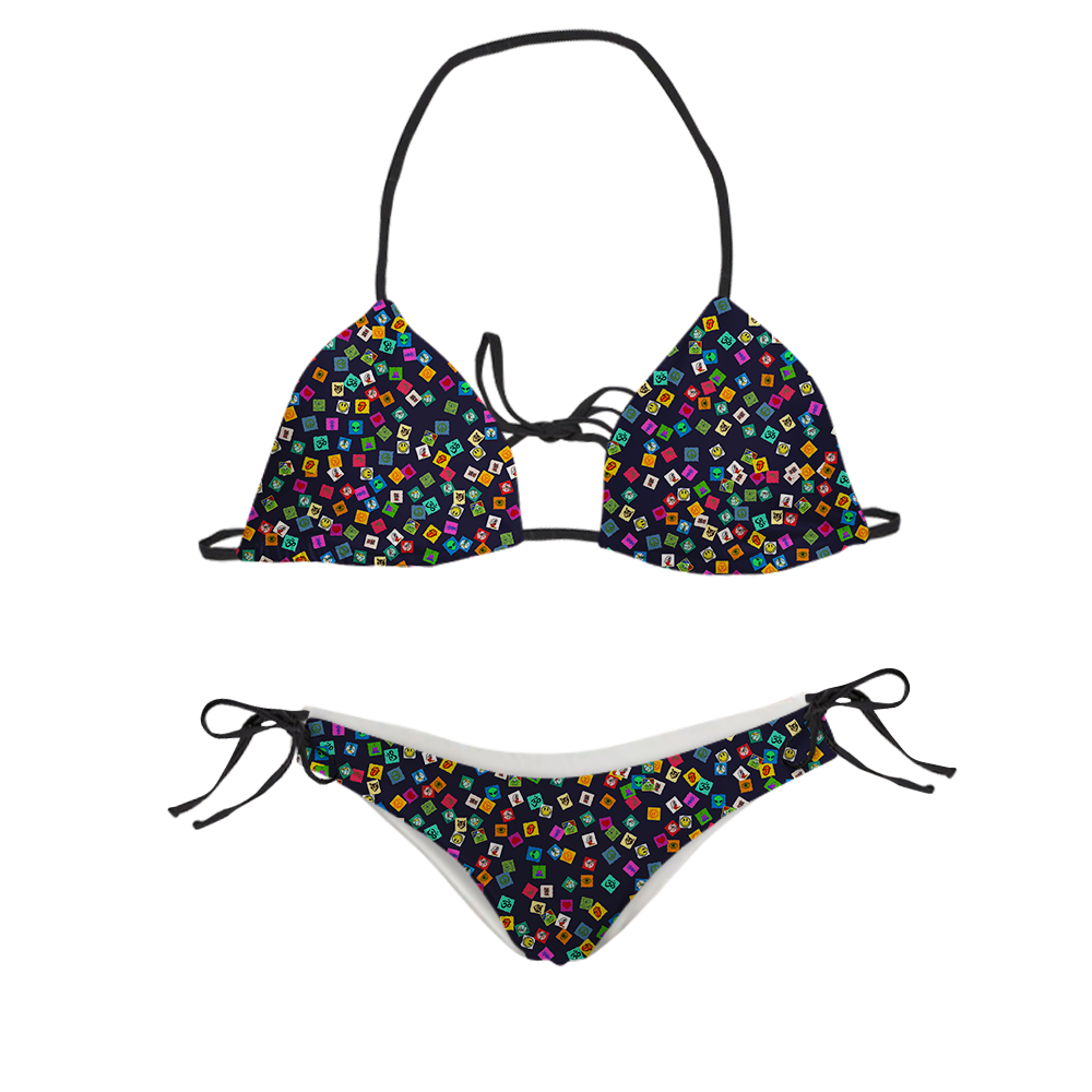 Tabs All Over Print Sling Bikini Swimsuit