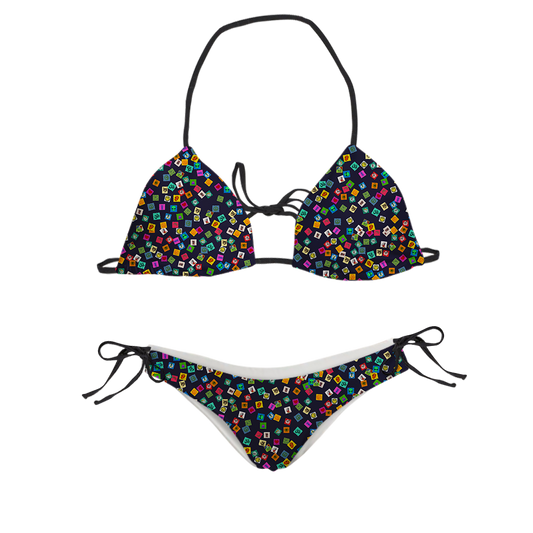 Tabs All Over Print Sling Bikini Swimsuit