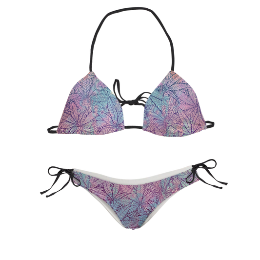 Cann~ Pattern All Over Print Sling Bikini Swimsuit