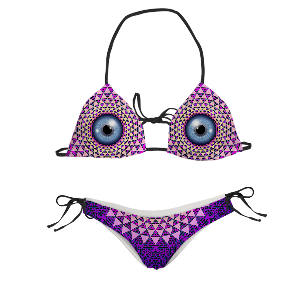 Psi~ Eye Ball All Over Print Sling Bikini Swimsuit