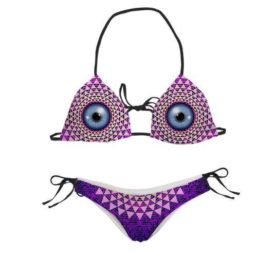 Psi~ Eye Ball All Over Print Sling Bikini Swimsuit