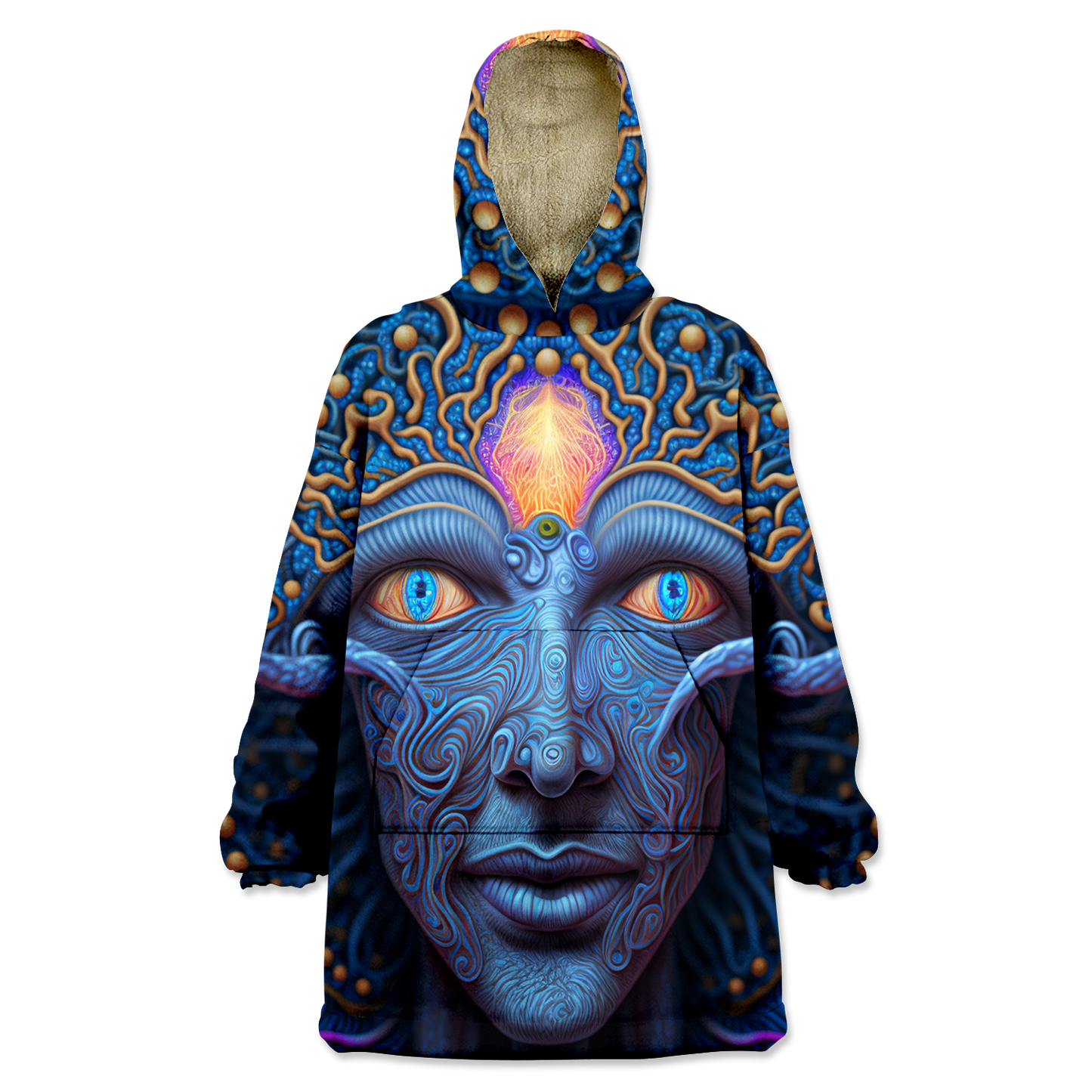 Psi~ Face All Over Print Wearable Blanket Hoodie