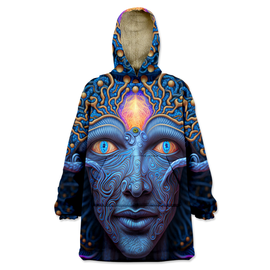 Psi~ Face All Over Print Wearable Blanket Hoodie