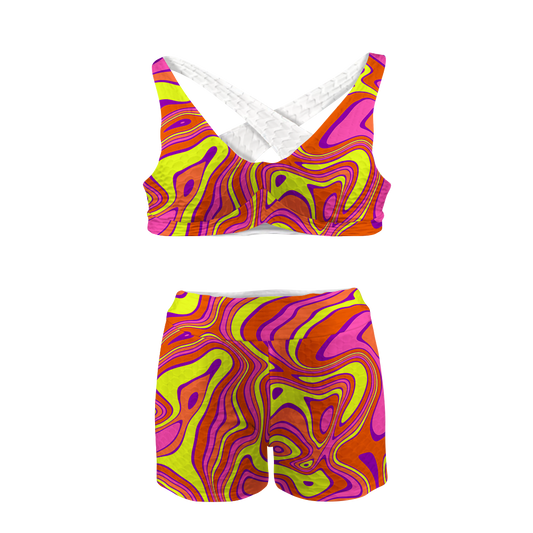 Acid All Over Print Sports Bra Suit