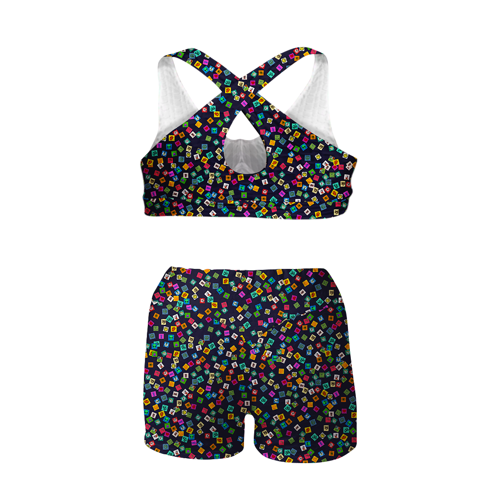 Tabs All Over Print Sports Bra Suit