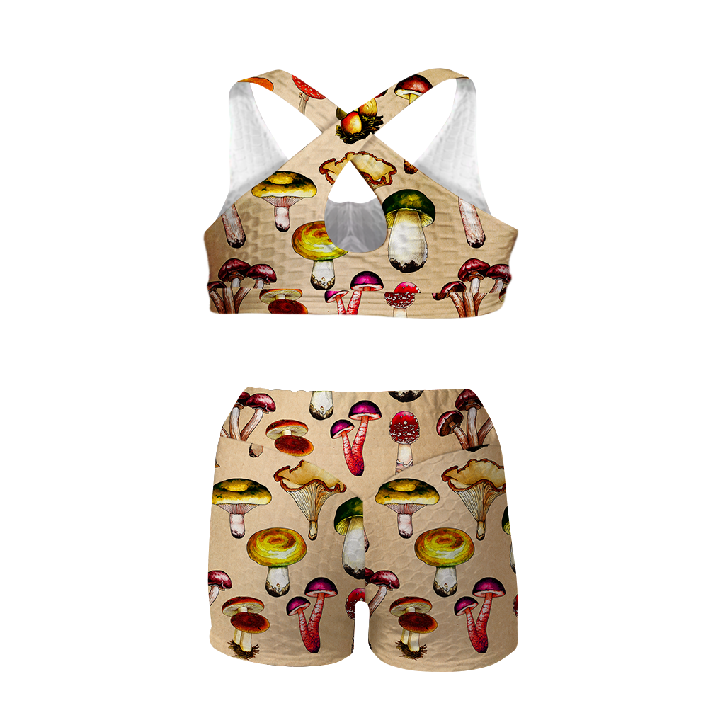 Magic Mushrooms All Over Print Sports Bra Suit