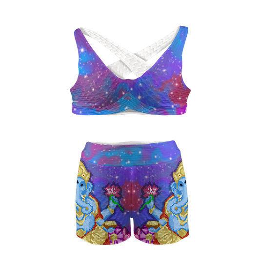 Pixel Ganesha All Over Print Sports Bra Suit