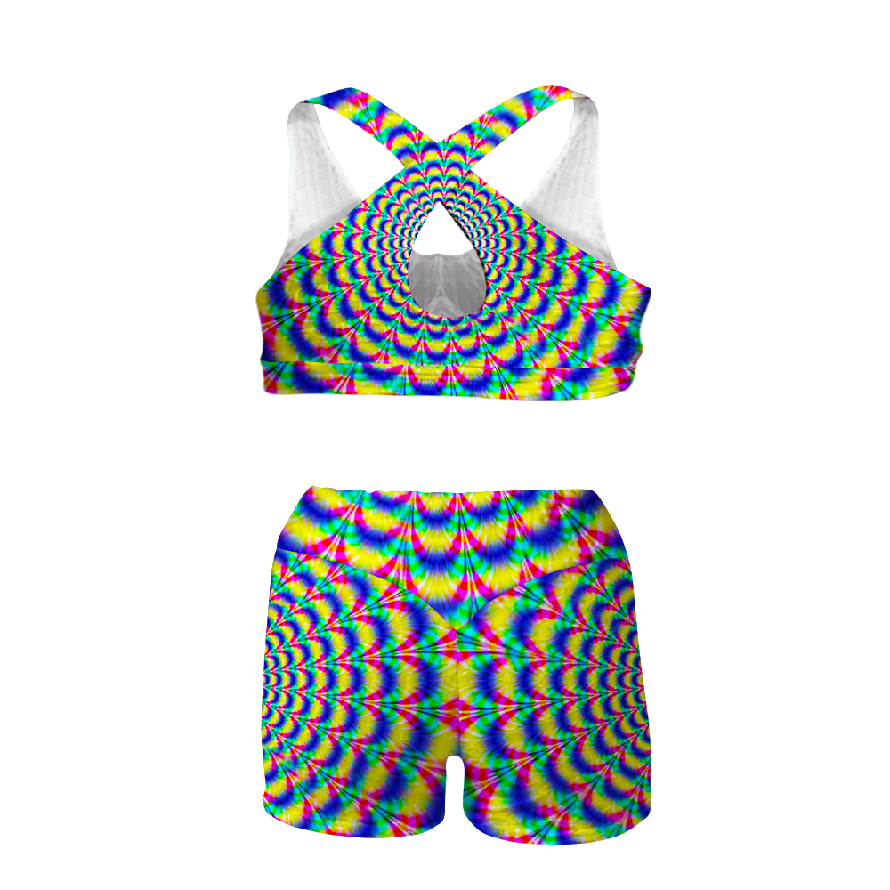 Psi~ Spiral All Over Print Sports Bra Suit