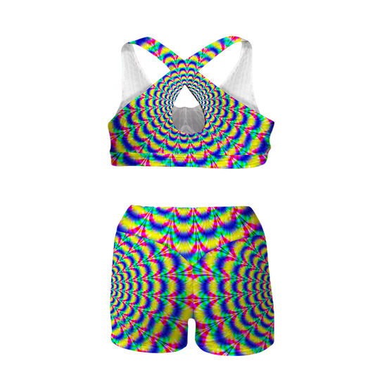Psi~ Spiral All Over Print Sports Bra Suit