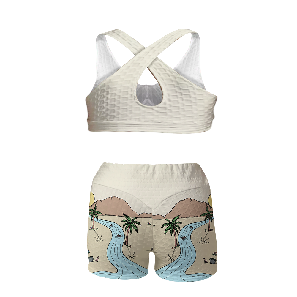 Beach Vibes All Over Print Sports Bra Suit