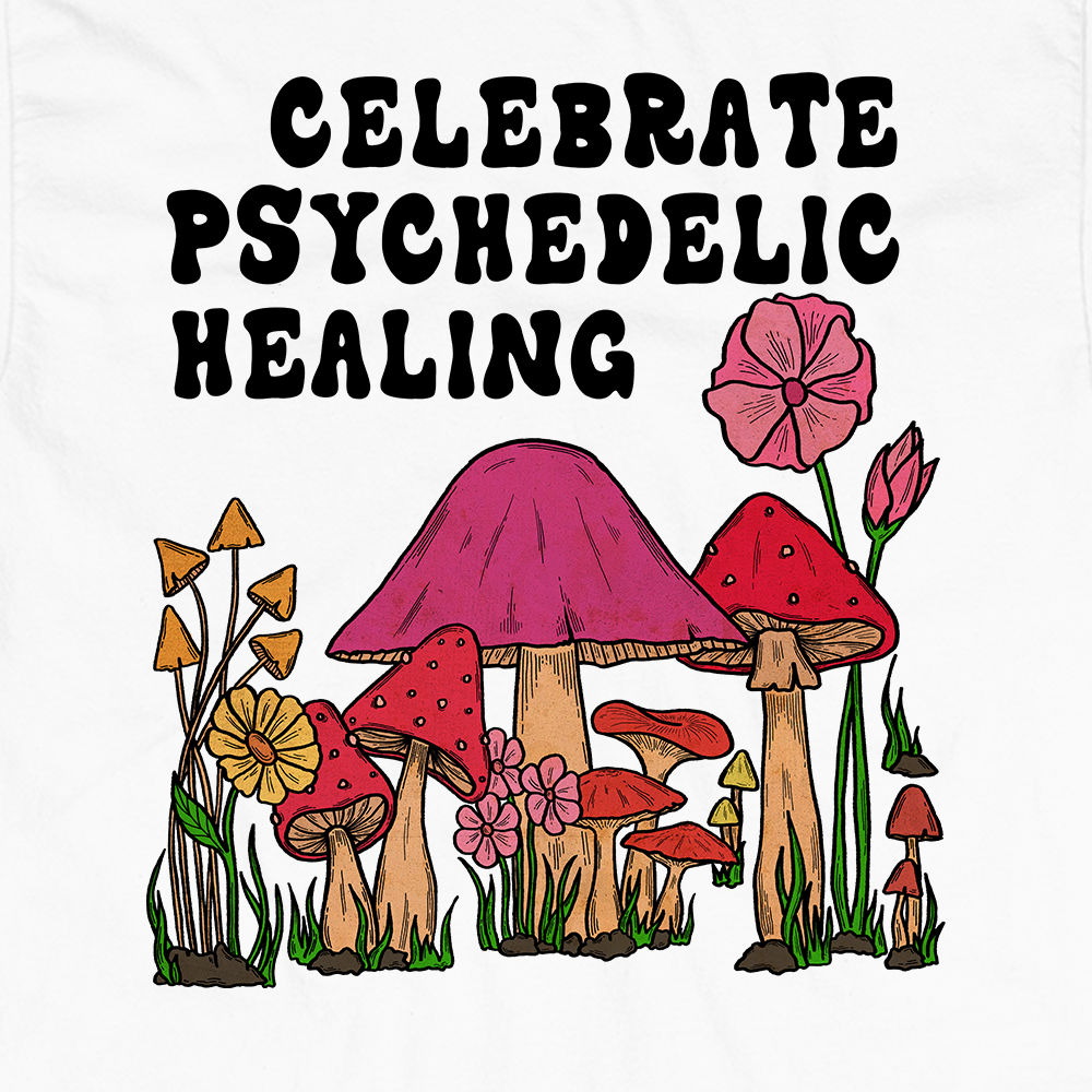 Celebrate Pyschedelic Healing Graphic Crop Hoodie