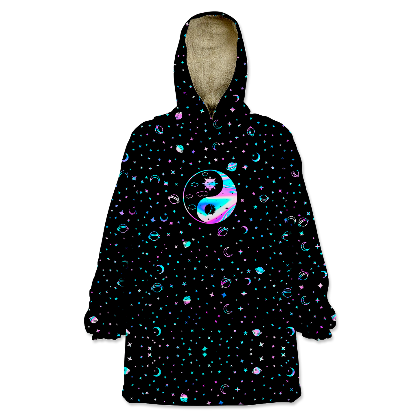 Yinyang Galaxy All Over Print Wearable Blanket Hoodie