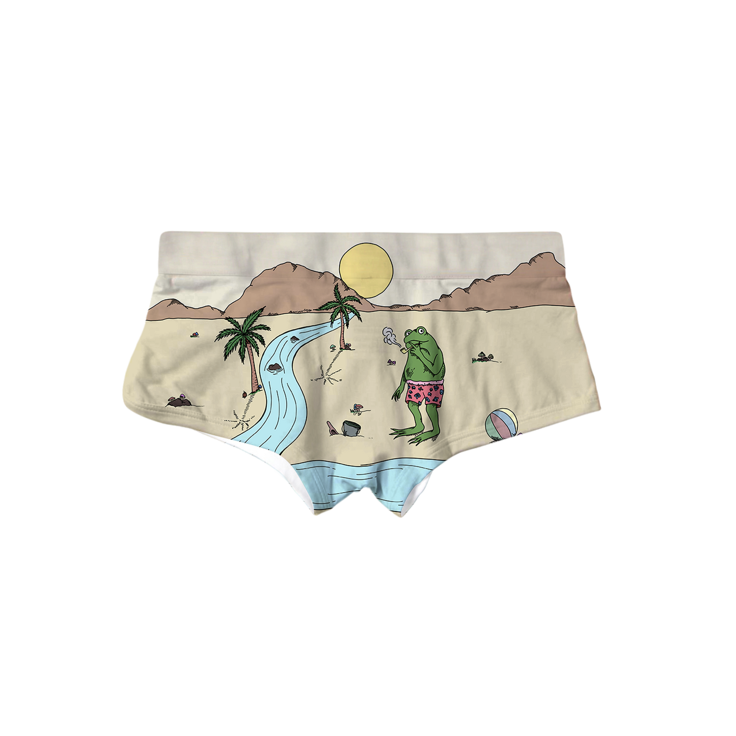 Beach Vibes All Over Print Triangle Swim Trunks