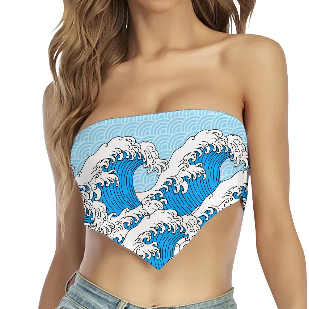 Retro Waves All Over Print Triangle Tube Top
