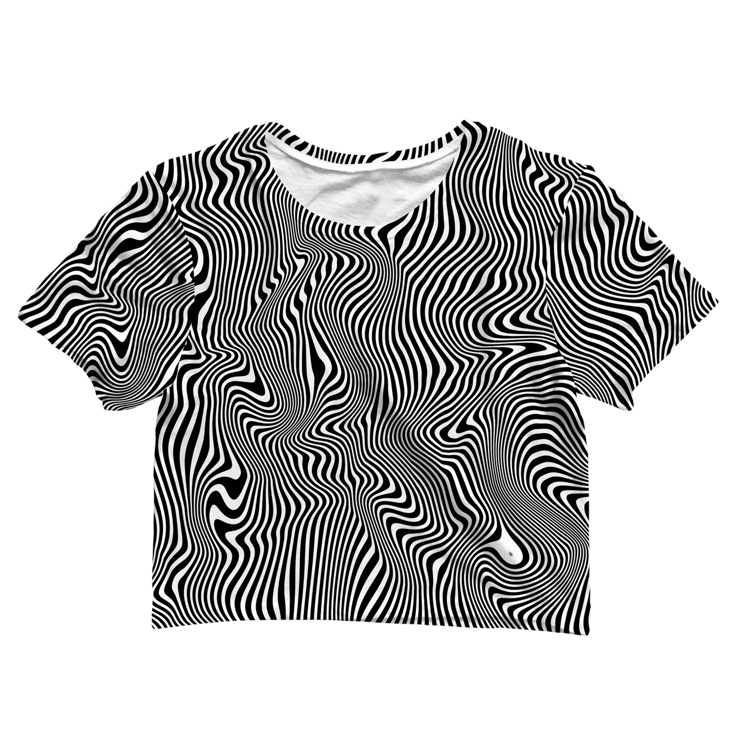 Trippy Wave All Over Print Cotton Crop Tee