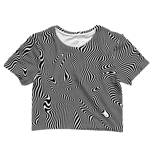 Trippy Wave All Over Print Cotton Crop Tee