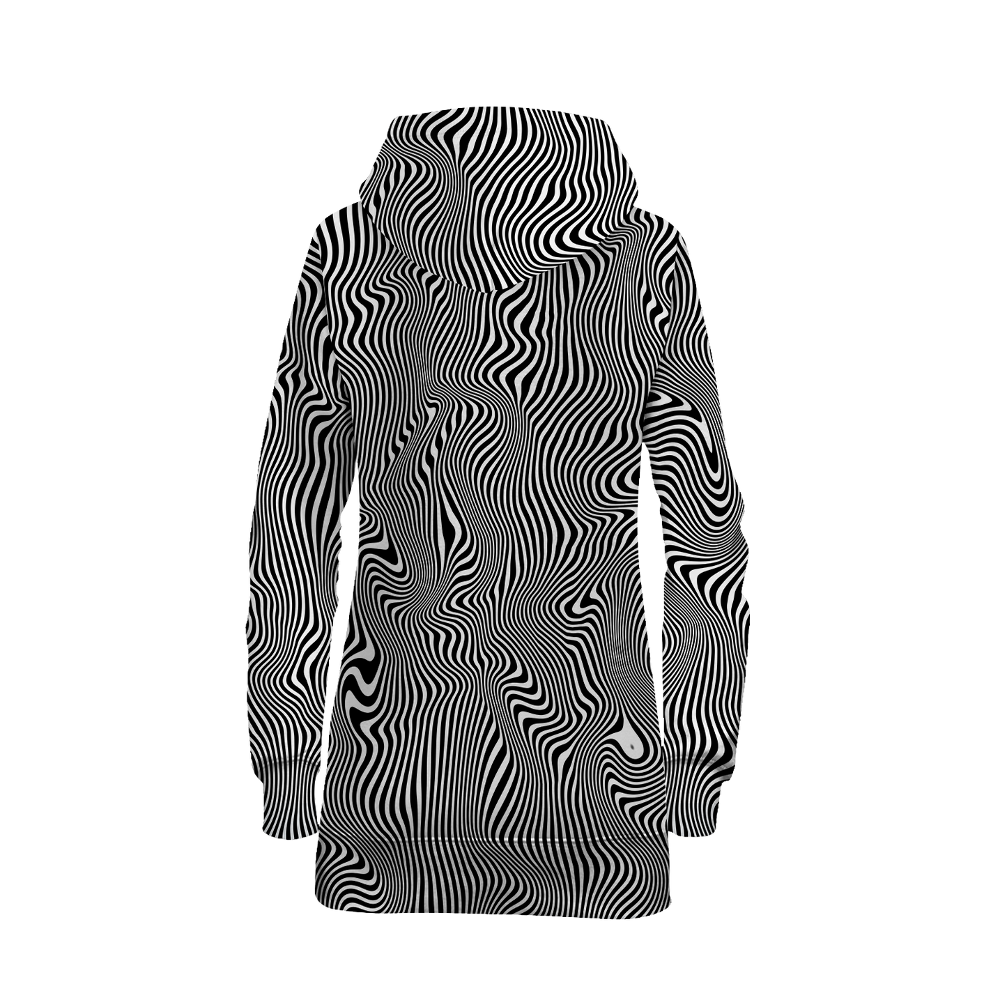 Trippy Wave All Over Print Hoodie Dress