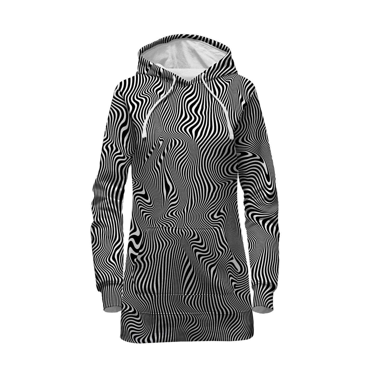 Trippy Wave All Over Print Hoodie Dress