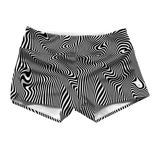 Trippy Wave All Over Print Yoga Shorts