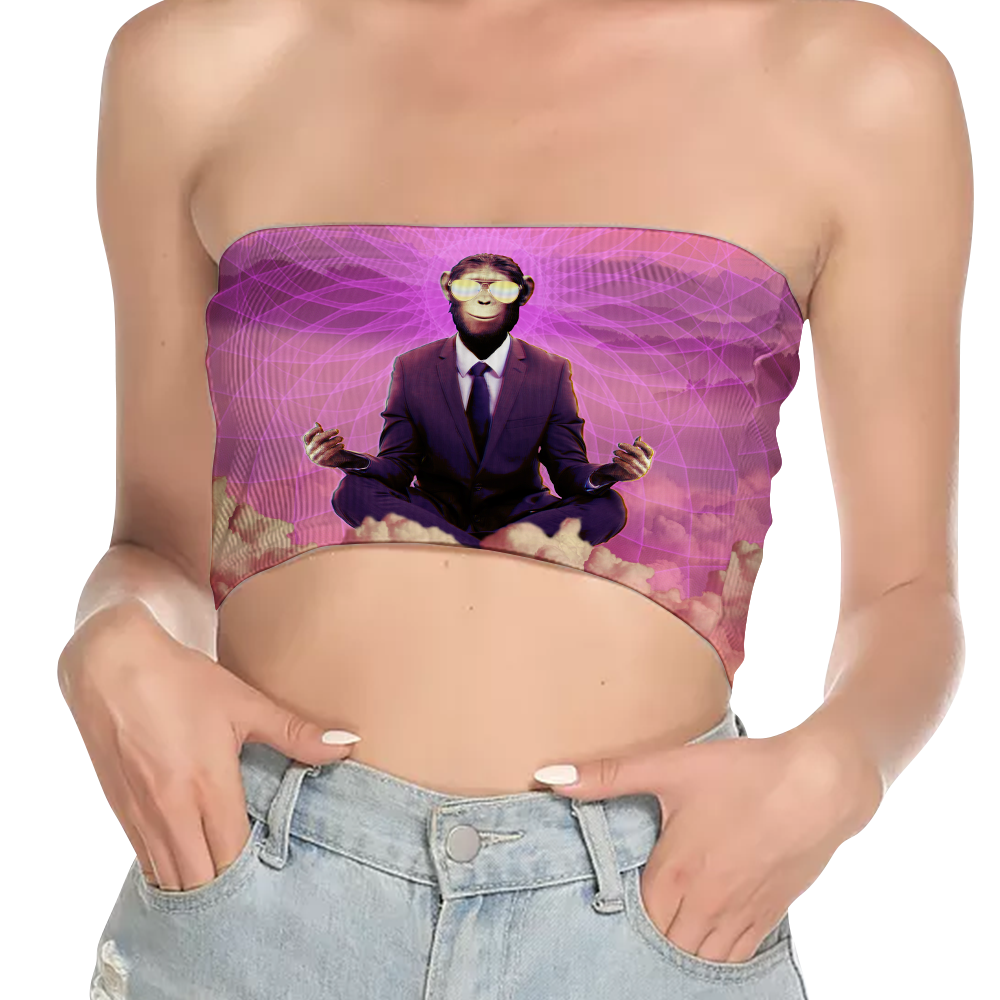 Meditating Ape All Over Print Women's Tube Top