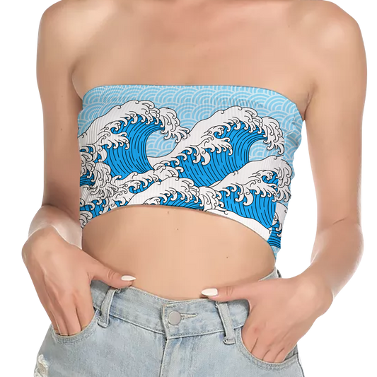 Retro Waves All Over Print Women's Tube Top