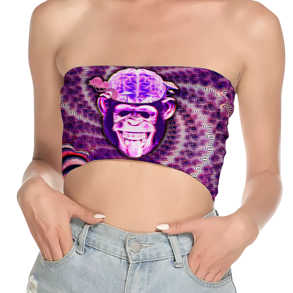 Ston~ Ape Brain All Over Print Women's Tube Top