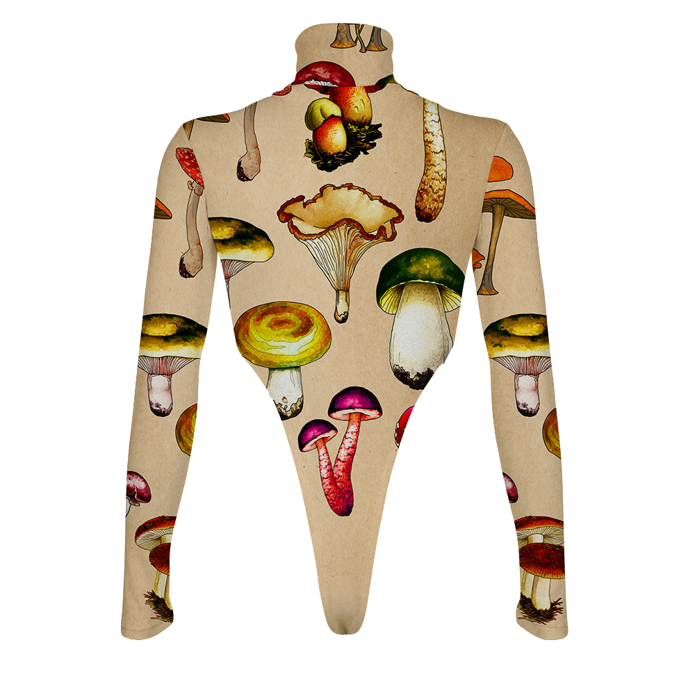 Magic Shrooms All Over Print Women's Turtleneck Jumpsuit