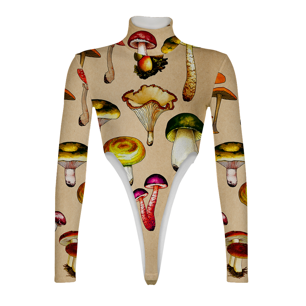 Magic Shrooms All Over Print Women's Turtleneck Jumpsuit