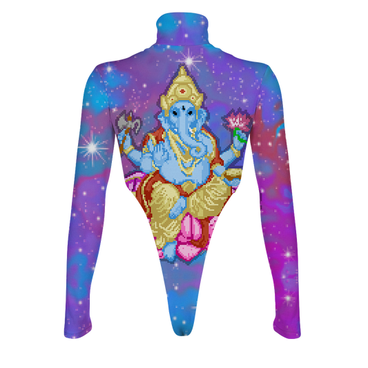 Pixel Ganesha All Over Print Women's Turtleneck Jumpsuit
