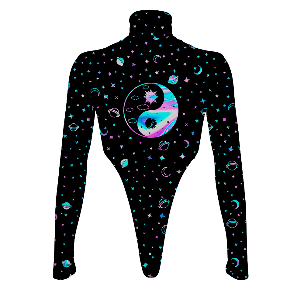 Yinyang Galaxy All Over Print Women's Turtleneck Jumpsuit