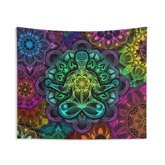 Meditating Mandala Indoor Wall Tapestries