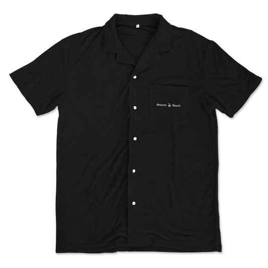 Terry Toweling Resort Button Up - Black