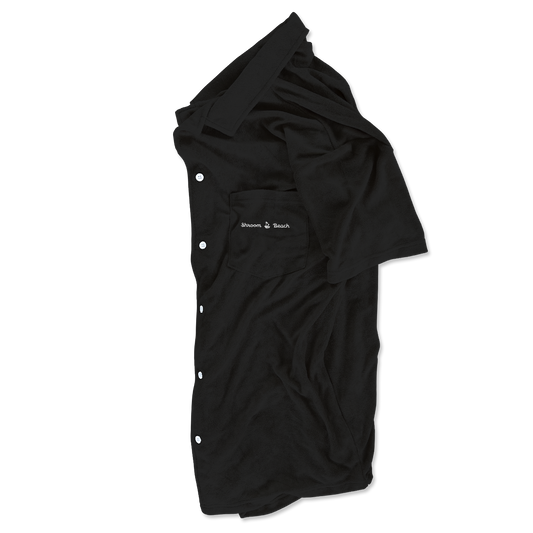 Terry Toweling Resort Button Up - Black