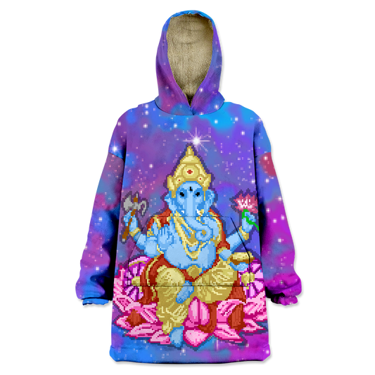 Pixel Ganesha All Over Print Wearable Blanket Hoodie