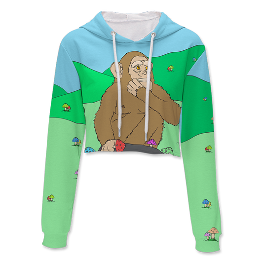 Ston~ Ape Mushroom Field All Over Print Crop Hoodie