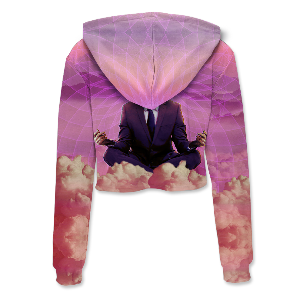 Meditating Ape All Over Print Crop Hoodie