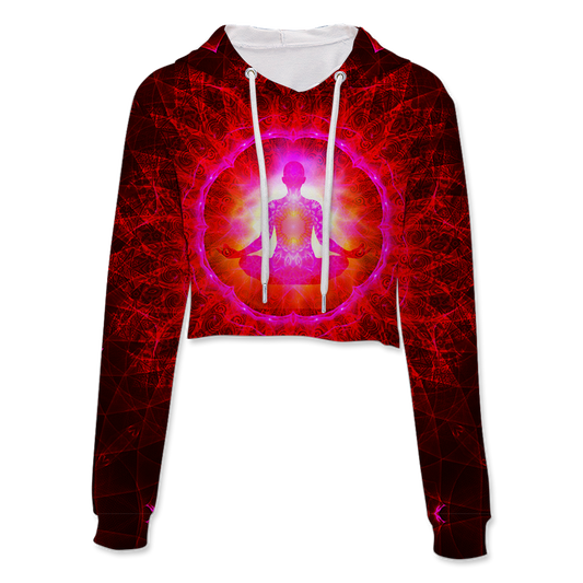 Meditating Psi~ All Over Print Crop Hoodie