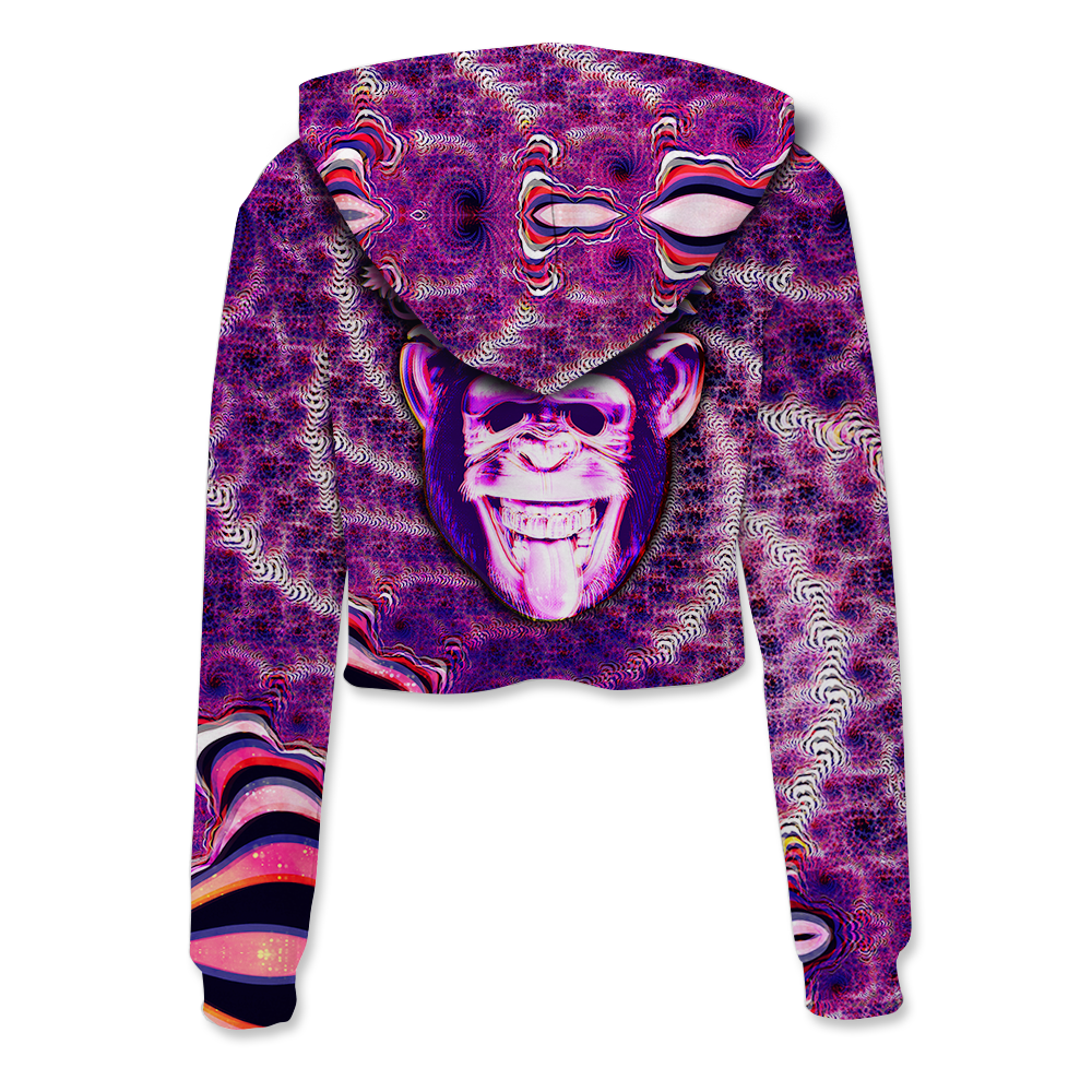 Ston~ Ape Brain All Over Print Crop Hoodie