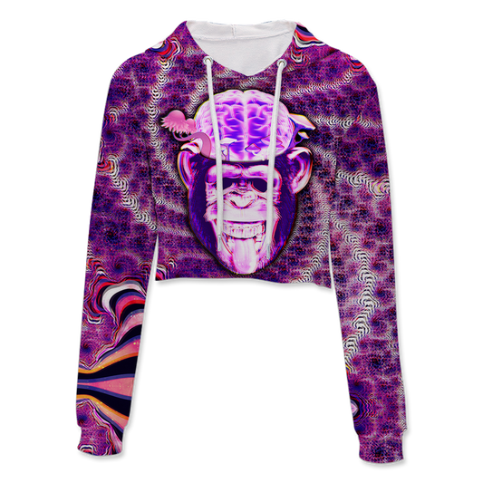 Ston~ Ape Brain All Over Print Crop Hoodie