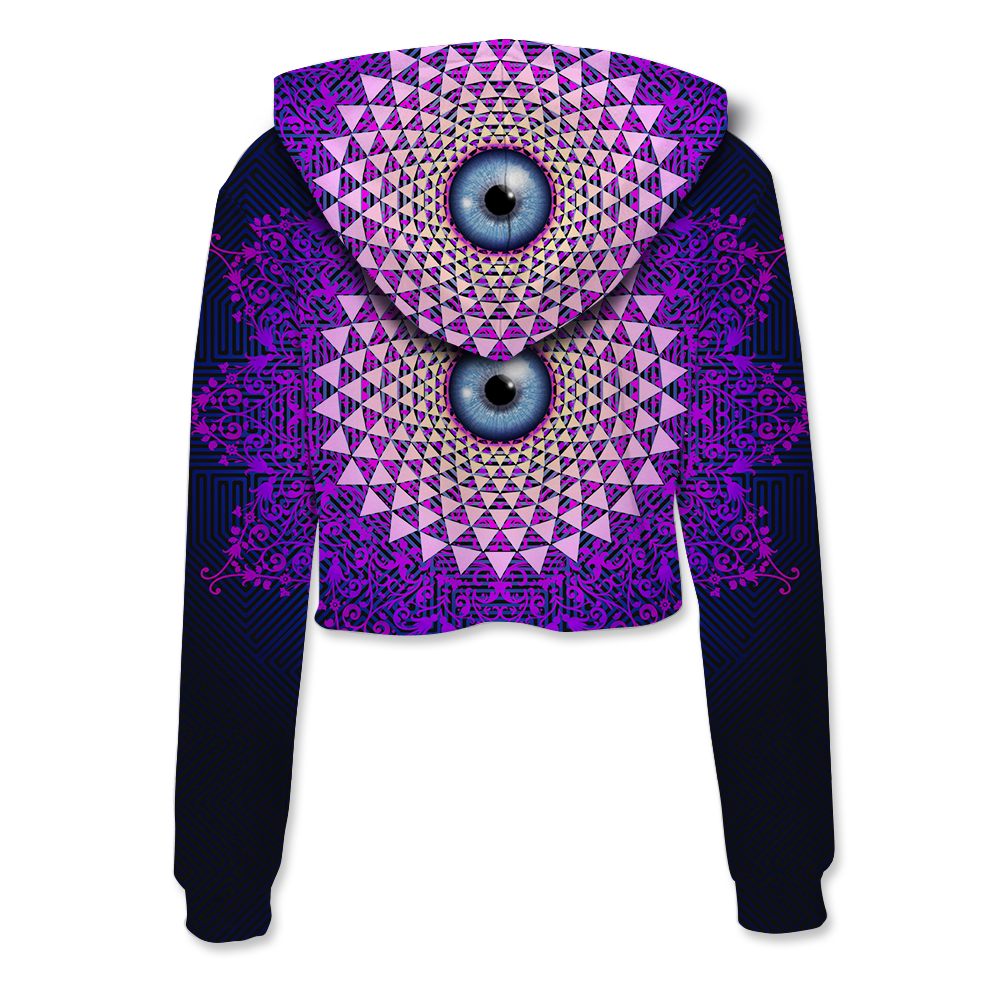 Psi~ Eye All Over Print Crop Hoodie