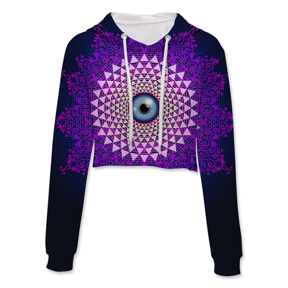 Psi~ Eye All Over Print Crop Hoodie