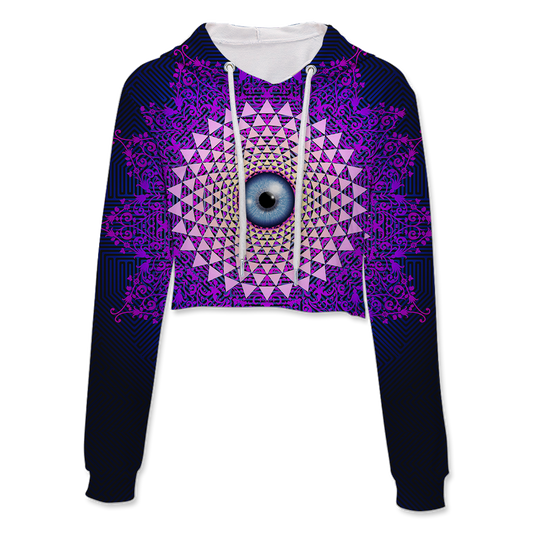 Psi~ Eye All Over Print Crop Hoodie