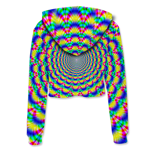 Psi~ Spiral All Over Print Crop Hoodie