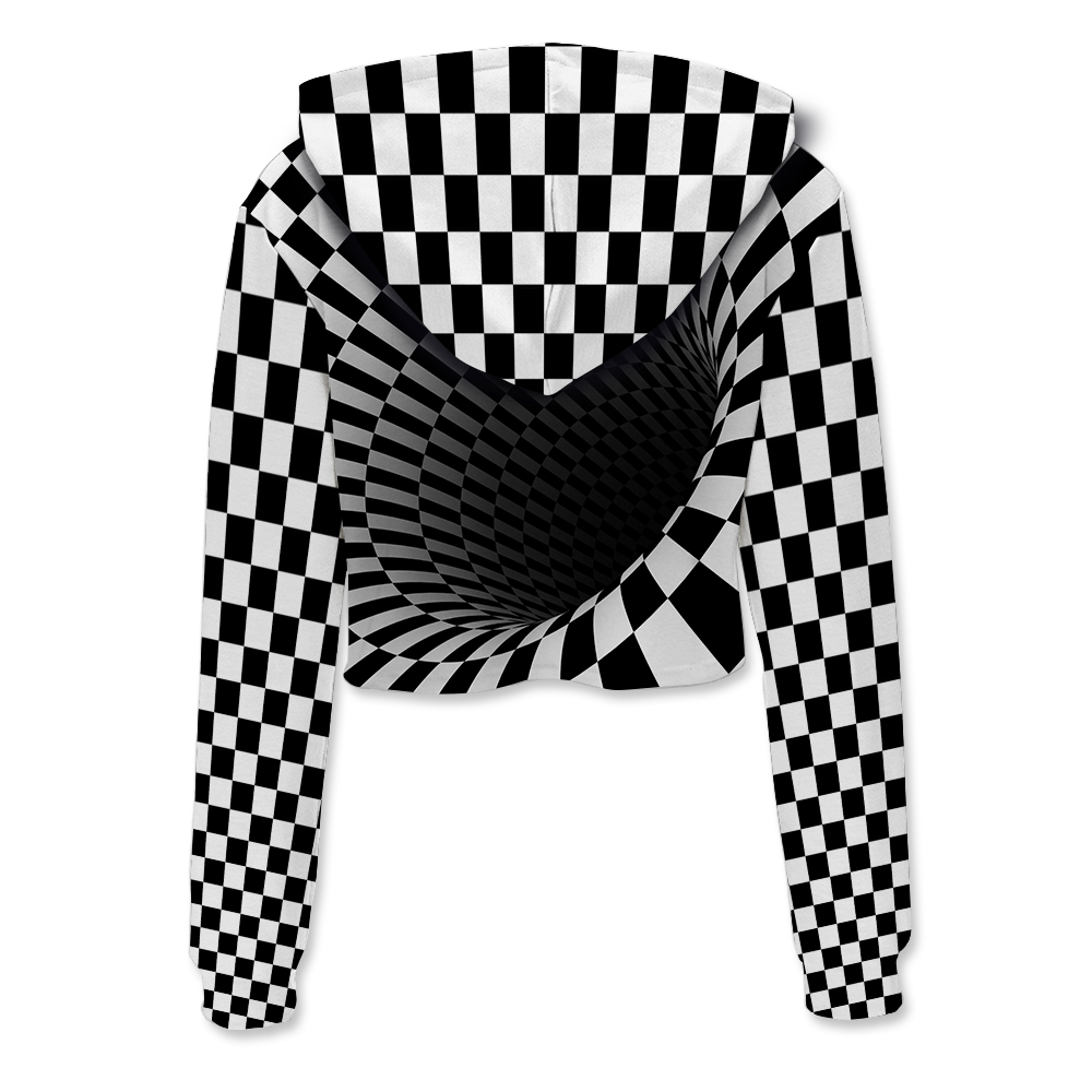 Black Hole All Over Print Crop Hoodie