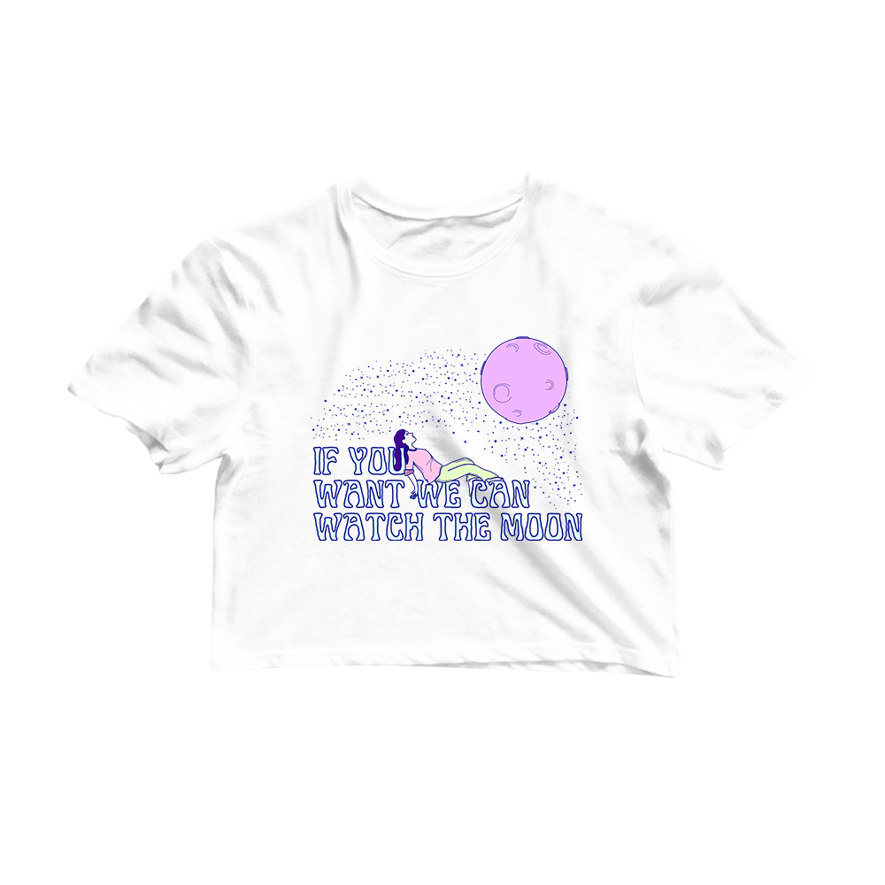 If You Want We Can Watch The Moon Graphic Crop Tee