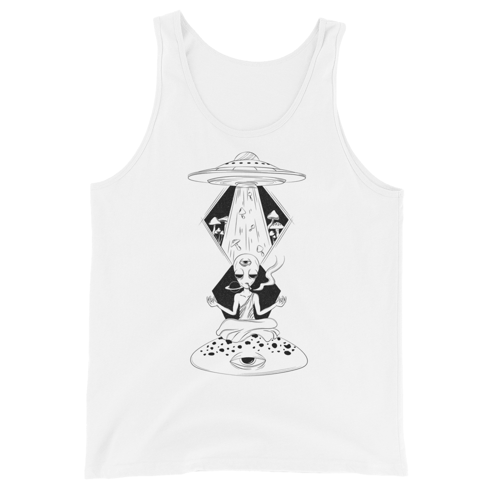 Alien Meditating Unisex Tank Top - Shroom Beach