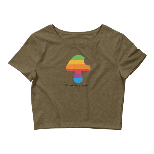 Thanks to its fabric weight and composition, this Shroom Beach crop tee is light, stretchy, and comfortable for everyday wear.