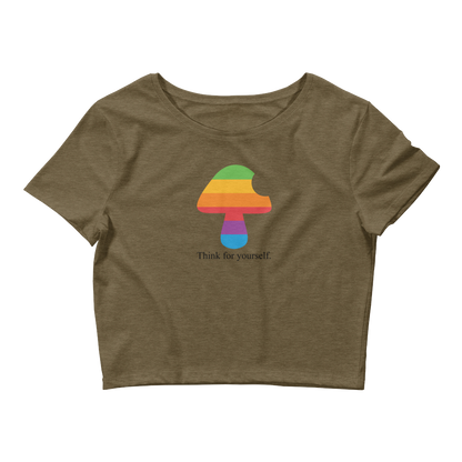 Thanks to its fabric weight and composition, this Shroom Beach crop tee is light, stretchy, and comfortable for everyday wear.