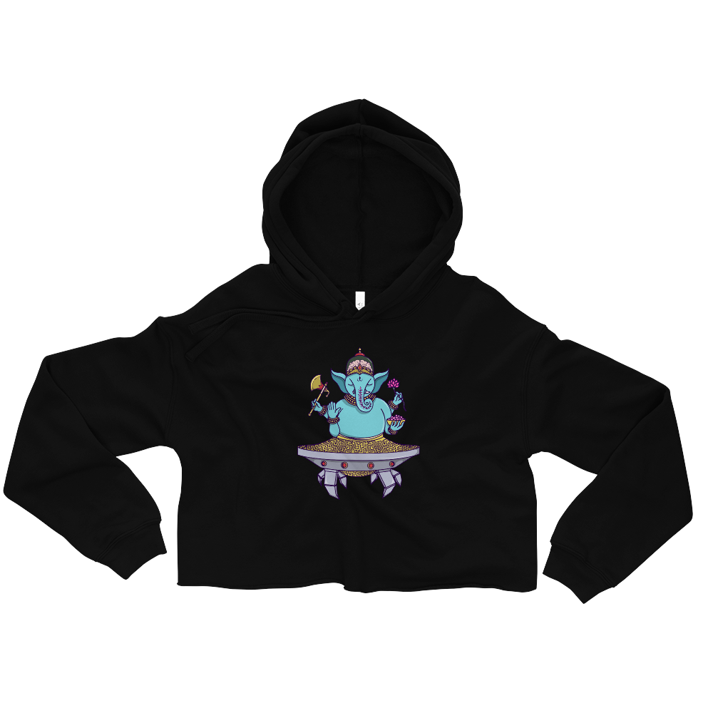 Ganesha Mech Graphic Crop Hoodie